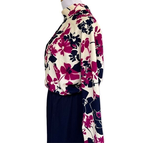 Vintage 60’s/70’s Floral High Neck Maxi Dress with Dolman sleeves L - Picture 2 of 13